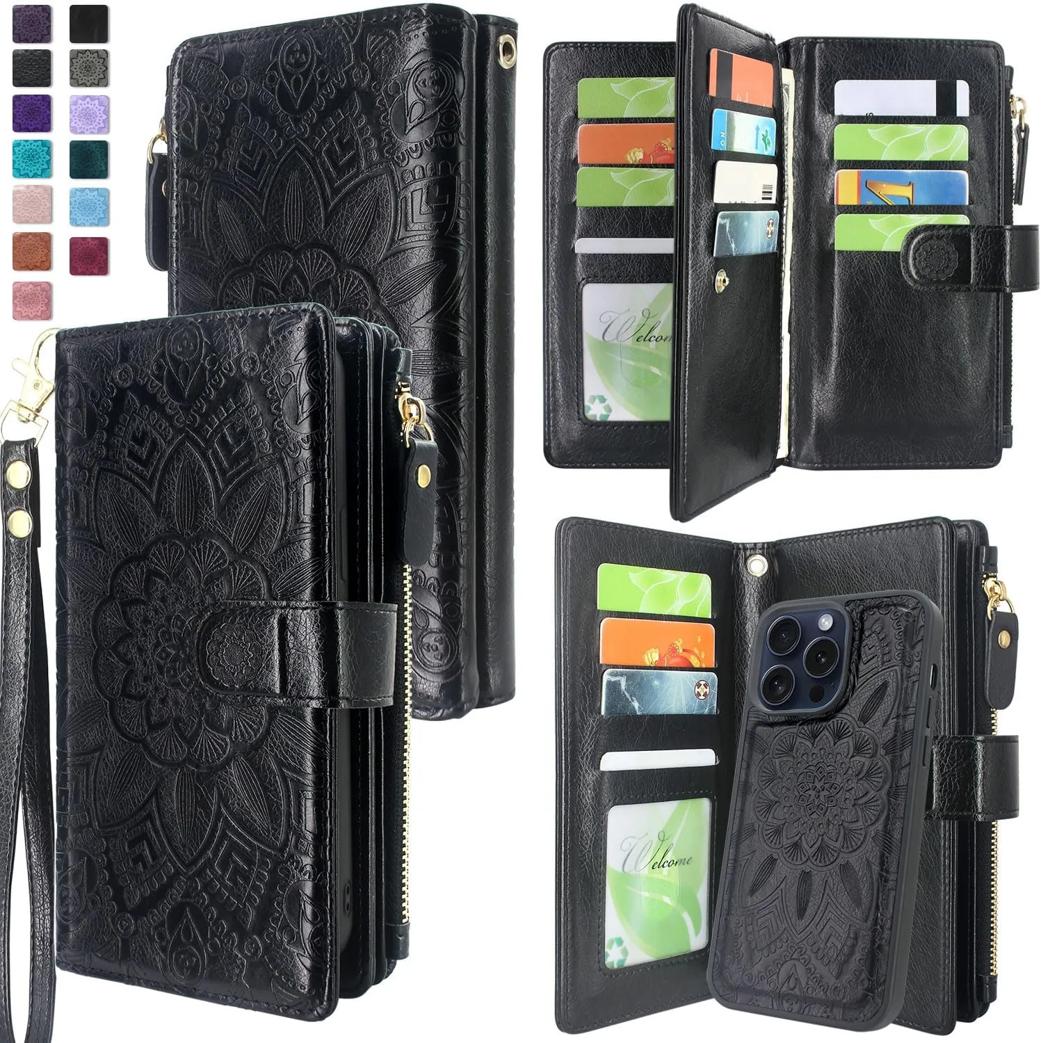 iPhone 15 Pro Wallet Detachable Removable Phone Case