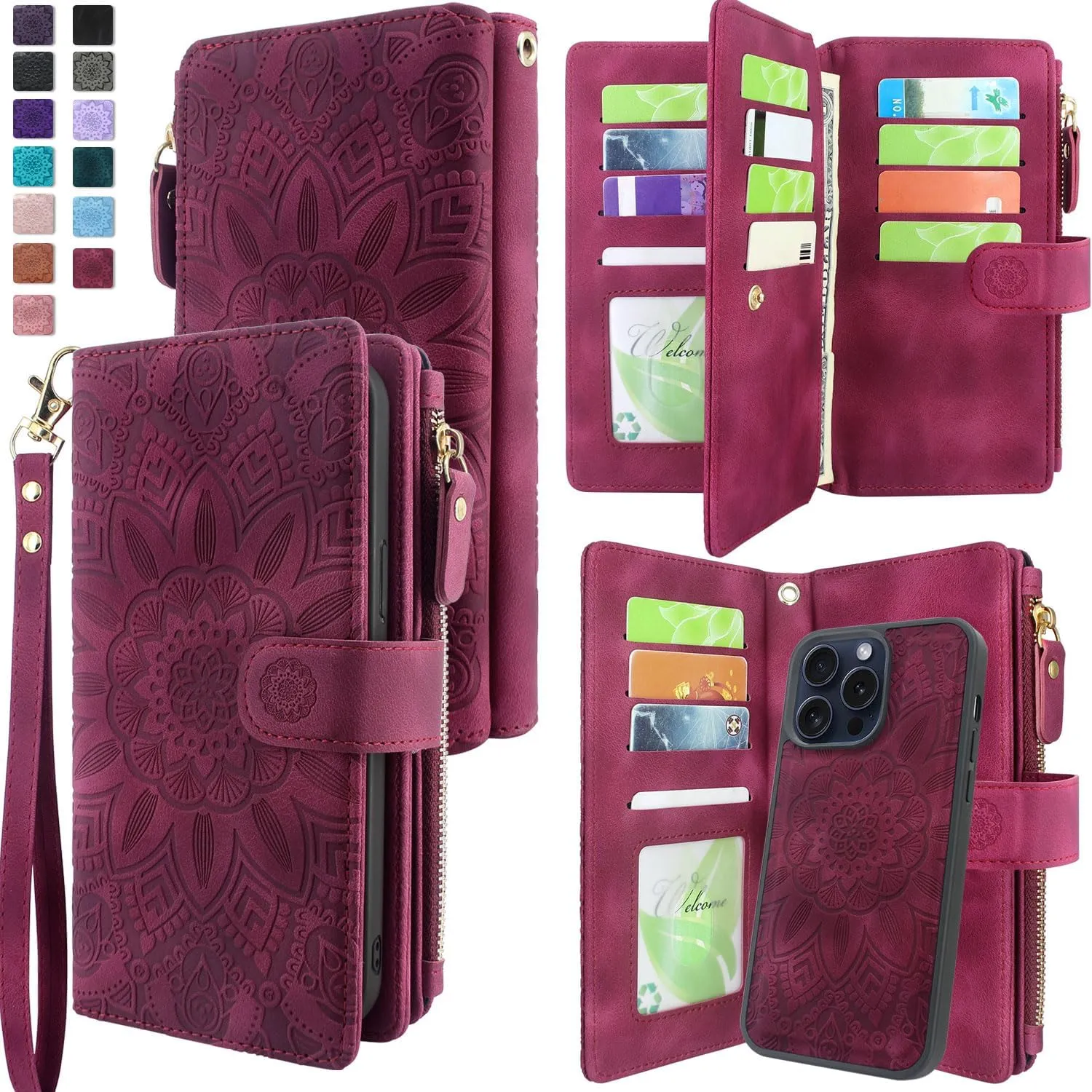 iPhone 15 Pro Wallet Detachable Removable Phone Case