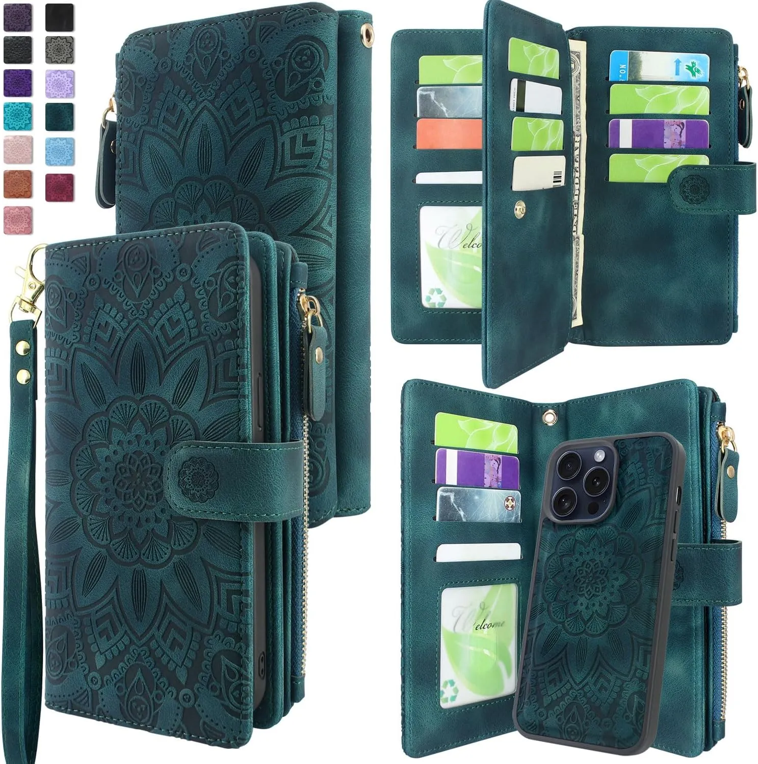 iPhone 15 Pro Wallet Detachable Removable Phone Case