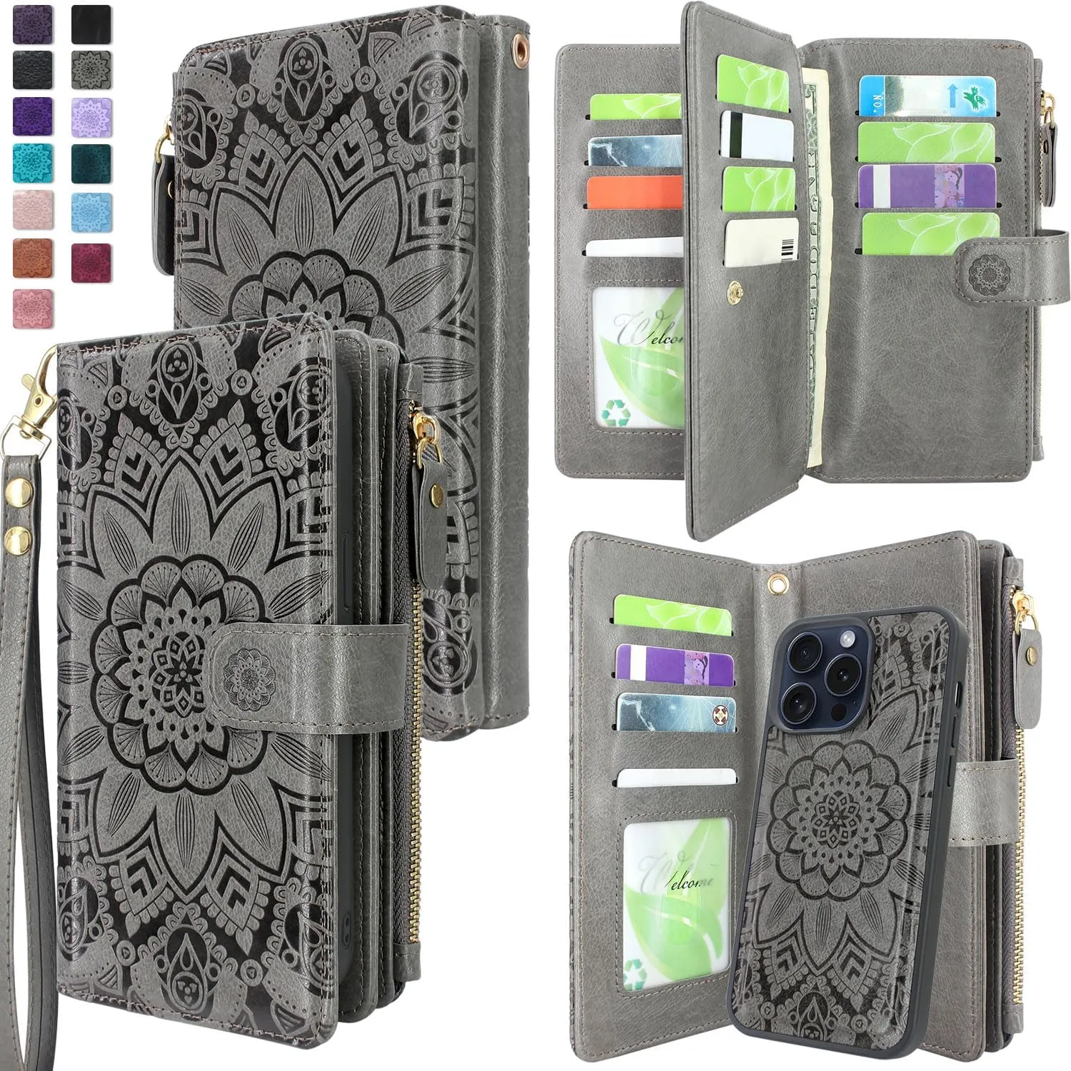 iPhone 15 Pro Wallet Detachable Removable Phone Case