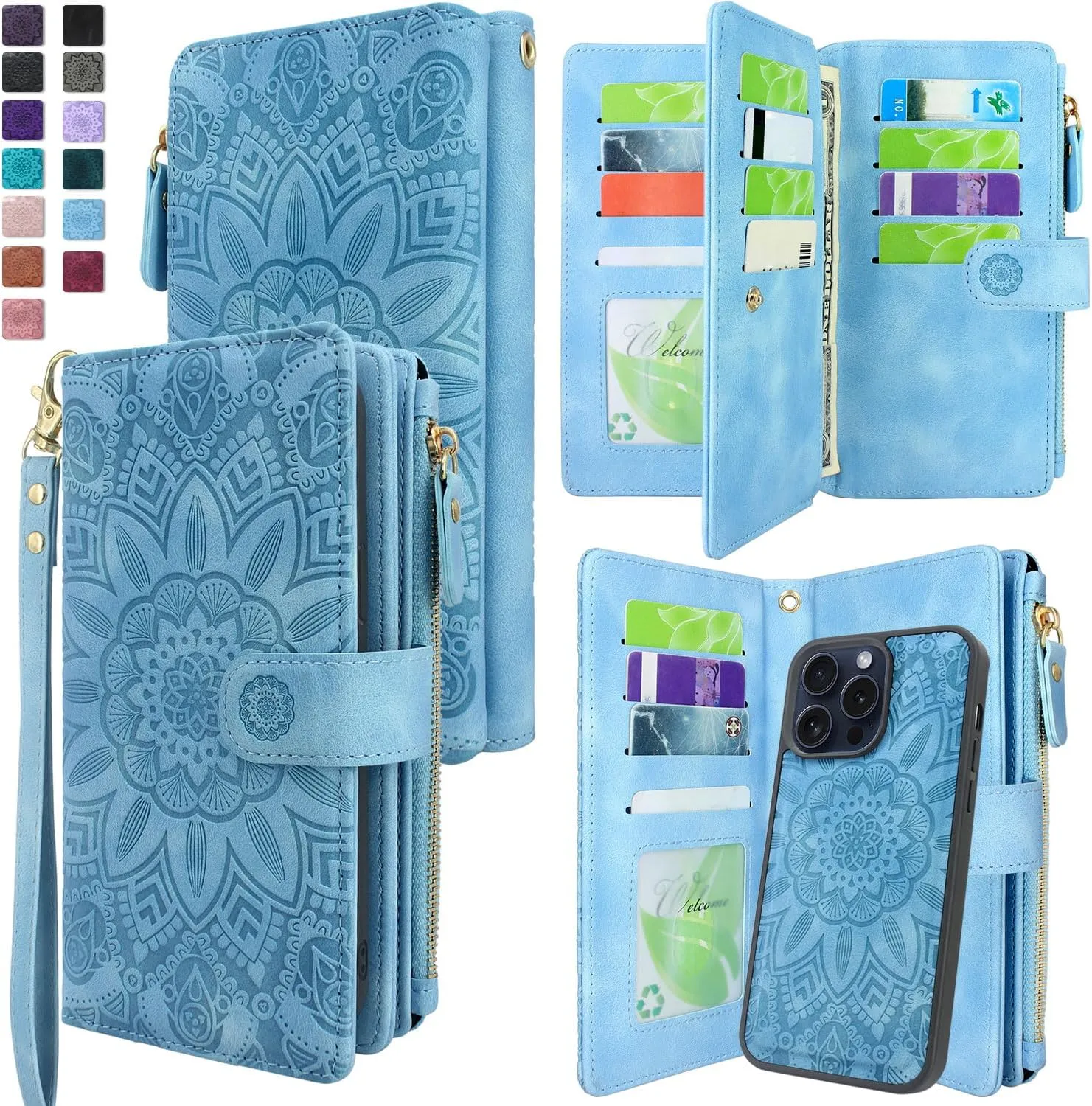 iPhone 15 Pro Wallet Detachable Removable Phone Case