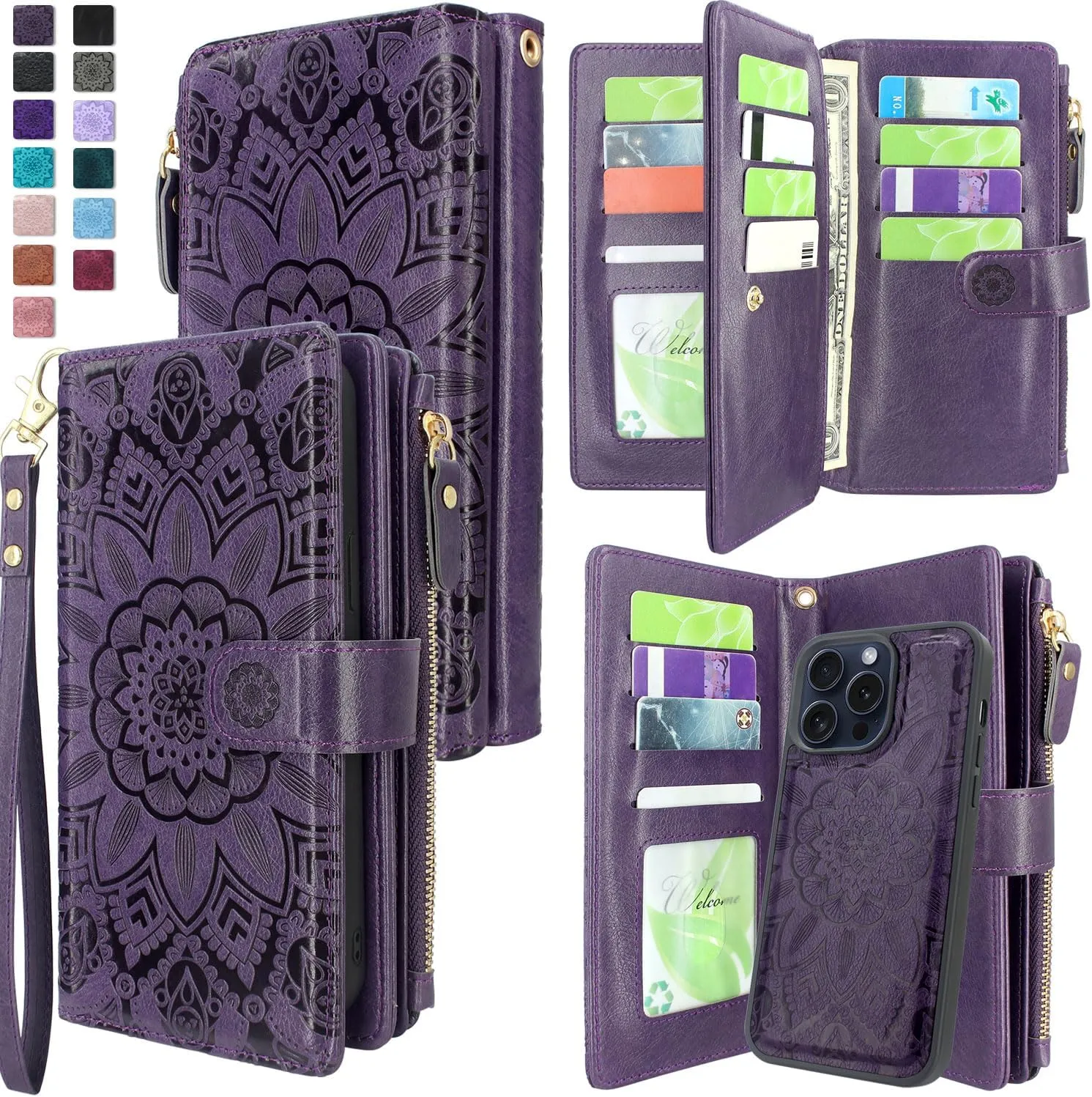 iPhone 15 Pro Wallet Detachable Removable Phone Case