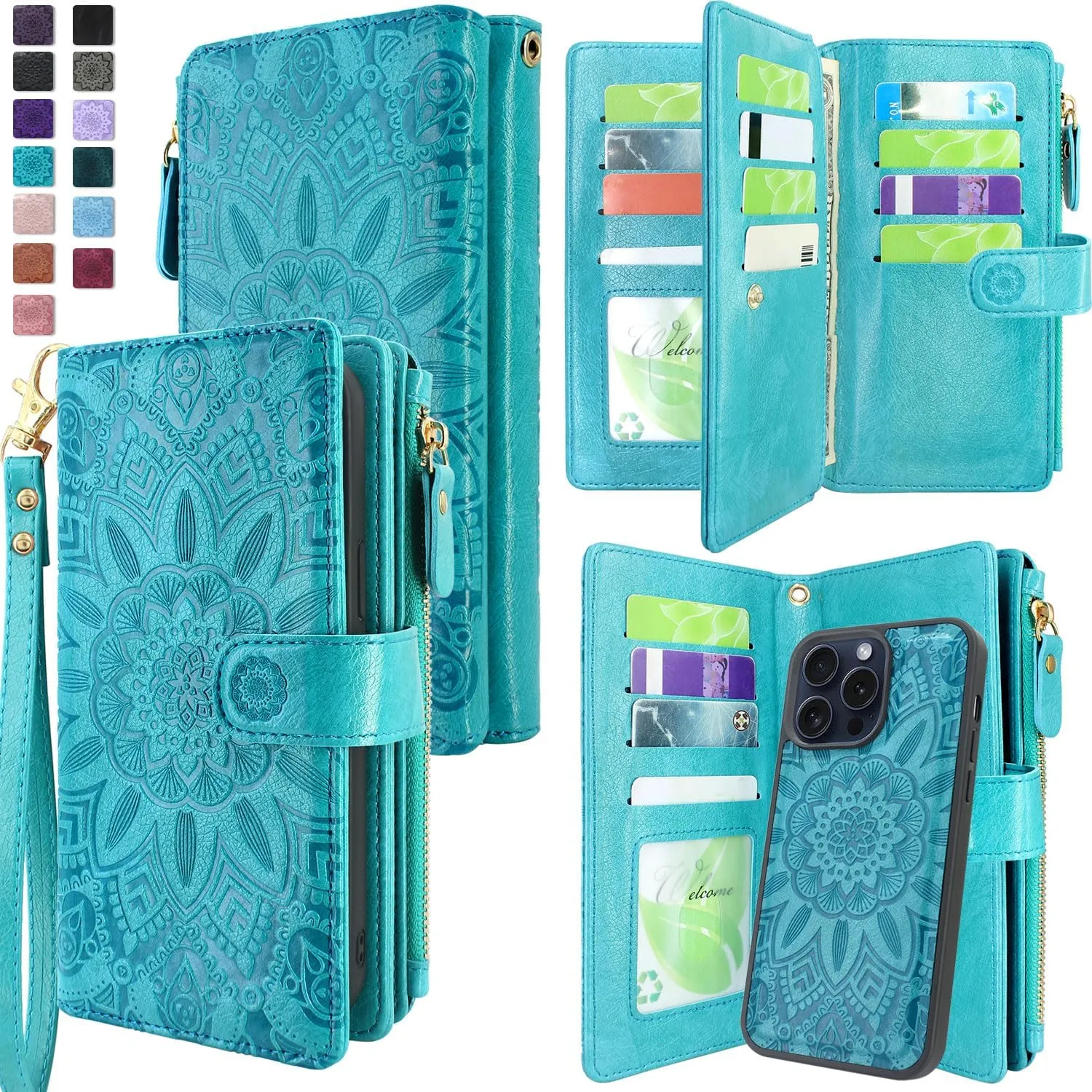 iPhone 15 Pro Wallet Detachable Removable Phone Case