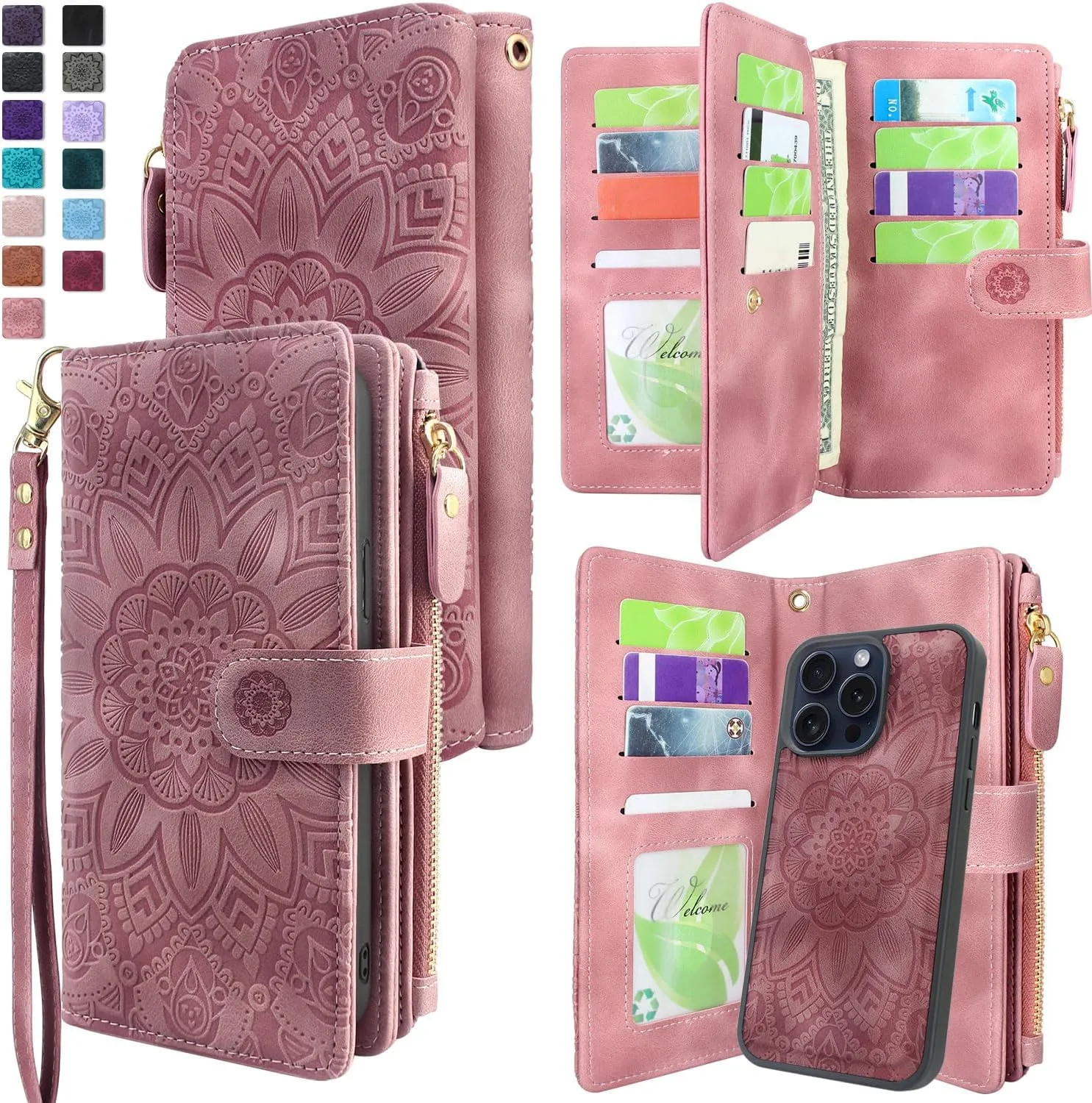 iPhone 15 Pro Wallet Detachable Removable Phone Case