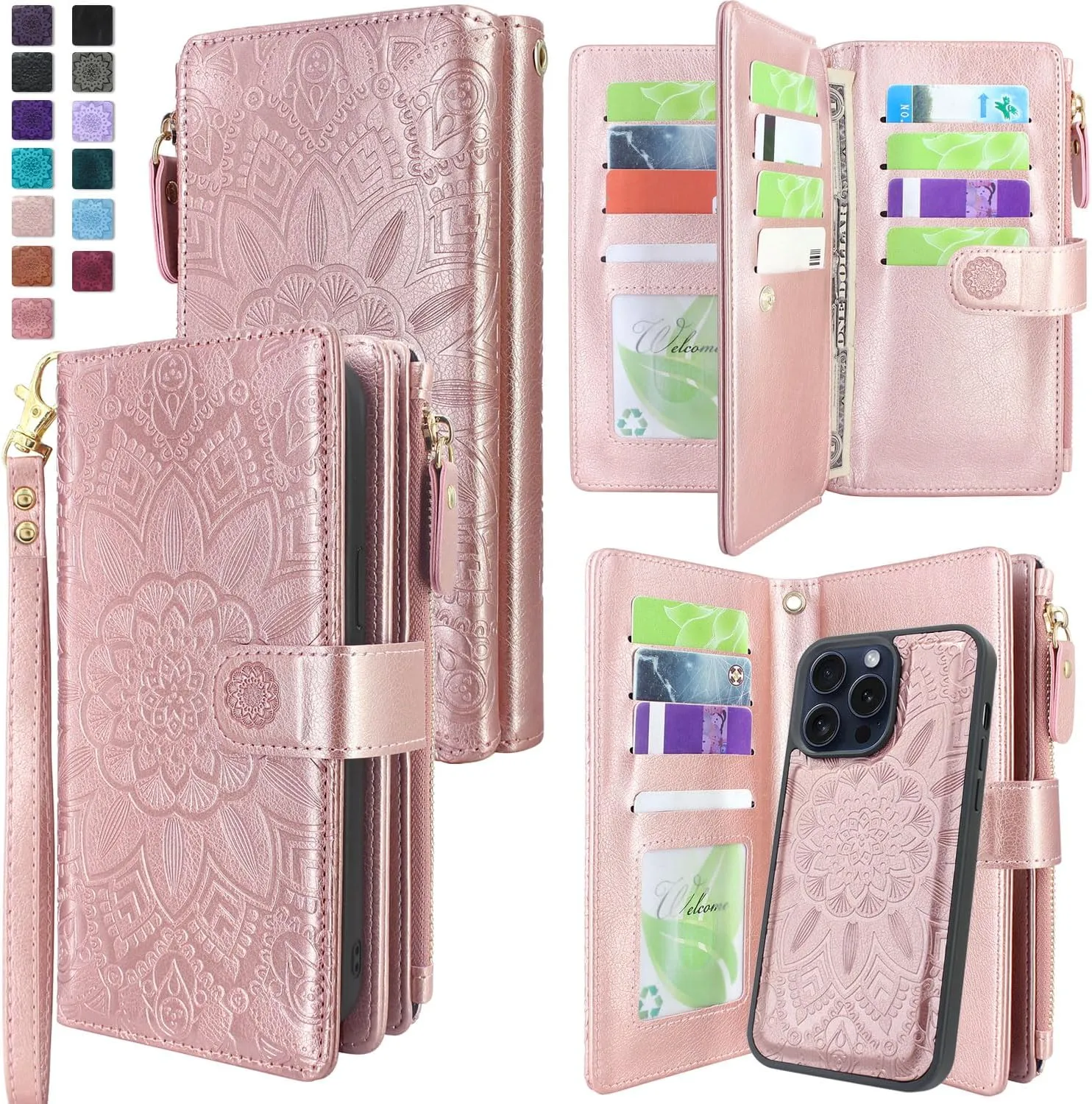 iPhone 15 Pro Wallet Detachable Removable Phone Case