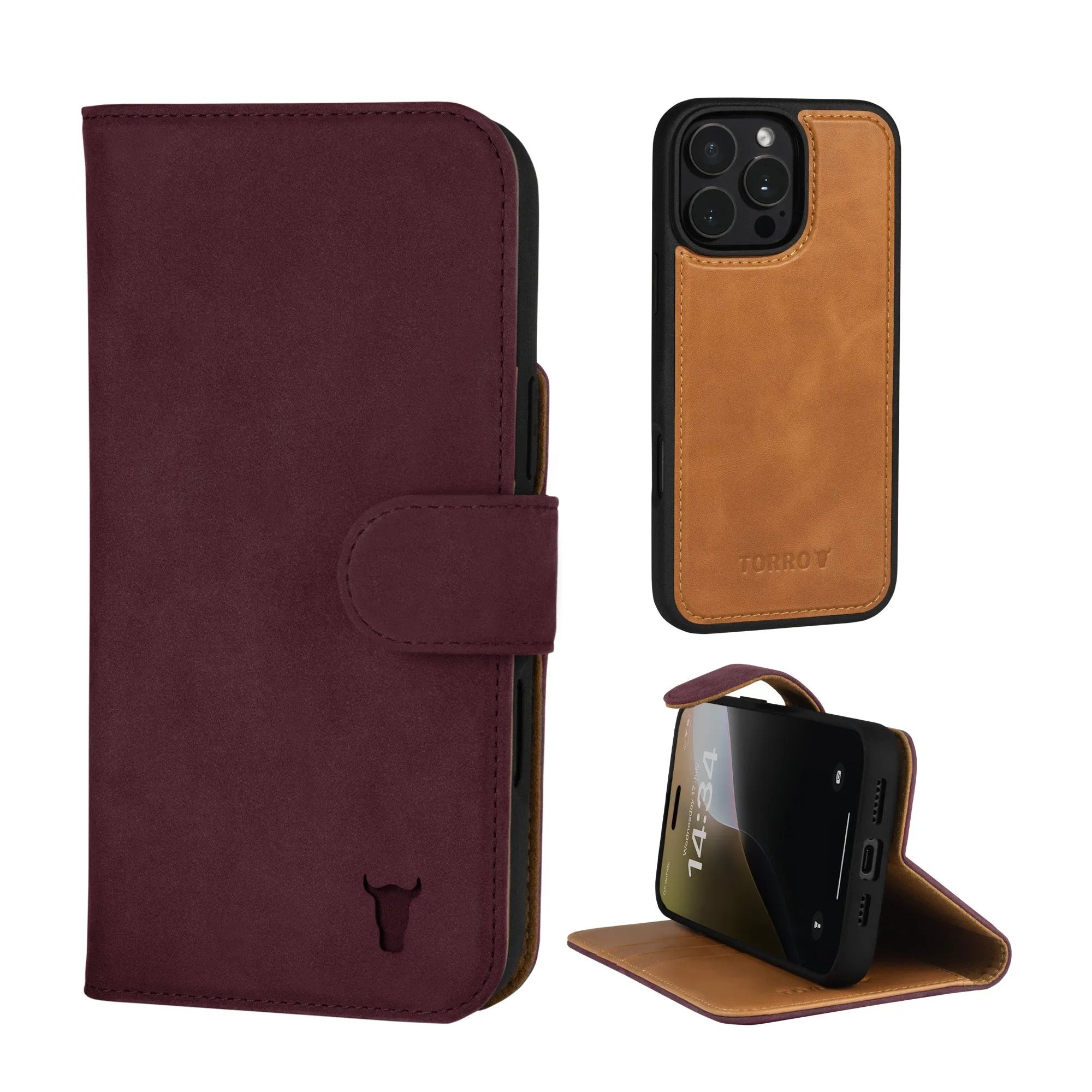 iPhone 16 Pro Leather Wallet Case (with Detachable Cover & MagSafe Compatible)