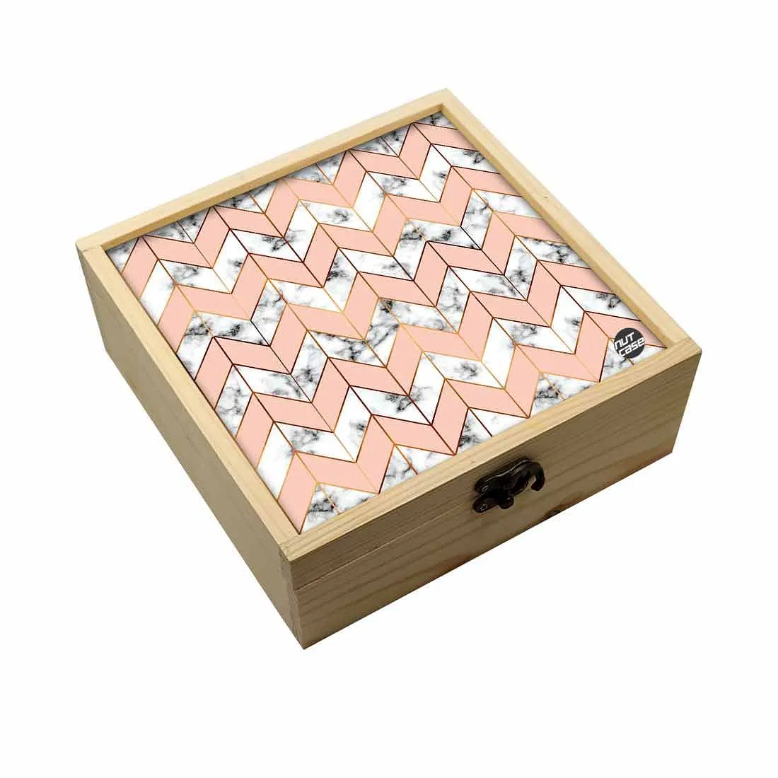 Jewellery Box Makepup Organizer -  Peach Marble Pastle