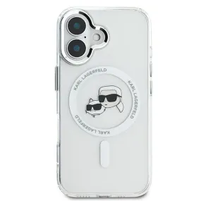 Karl Lagerfeld IML Karl & Choupette Head Metal Frame Case with MagSafe for iPhone 16 6.1" Clear - KLHMP16SHLSKCH