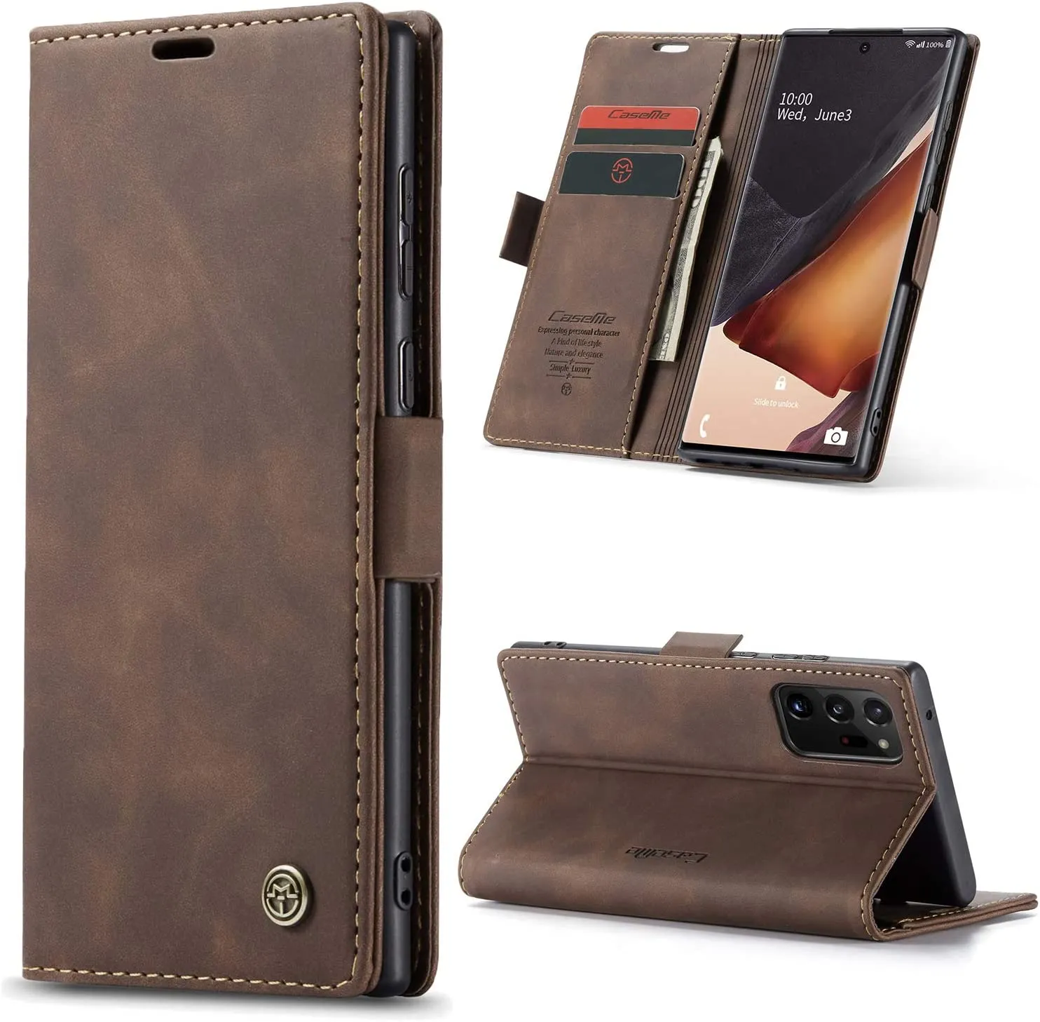 Kowauri Galaxy Note 20 Ultra Case,Leather Wallet Case - Wine Red