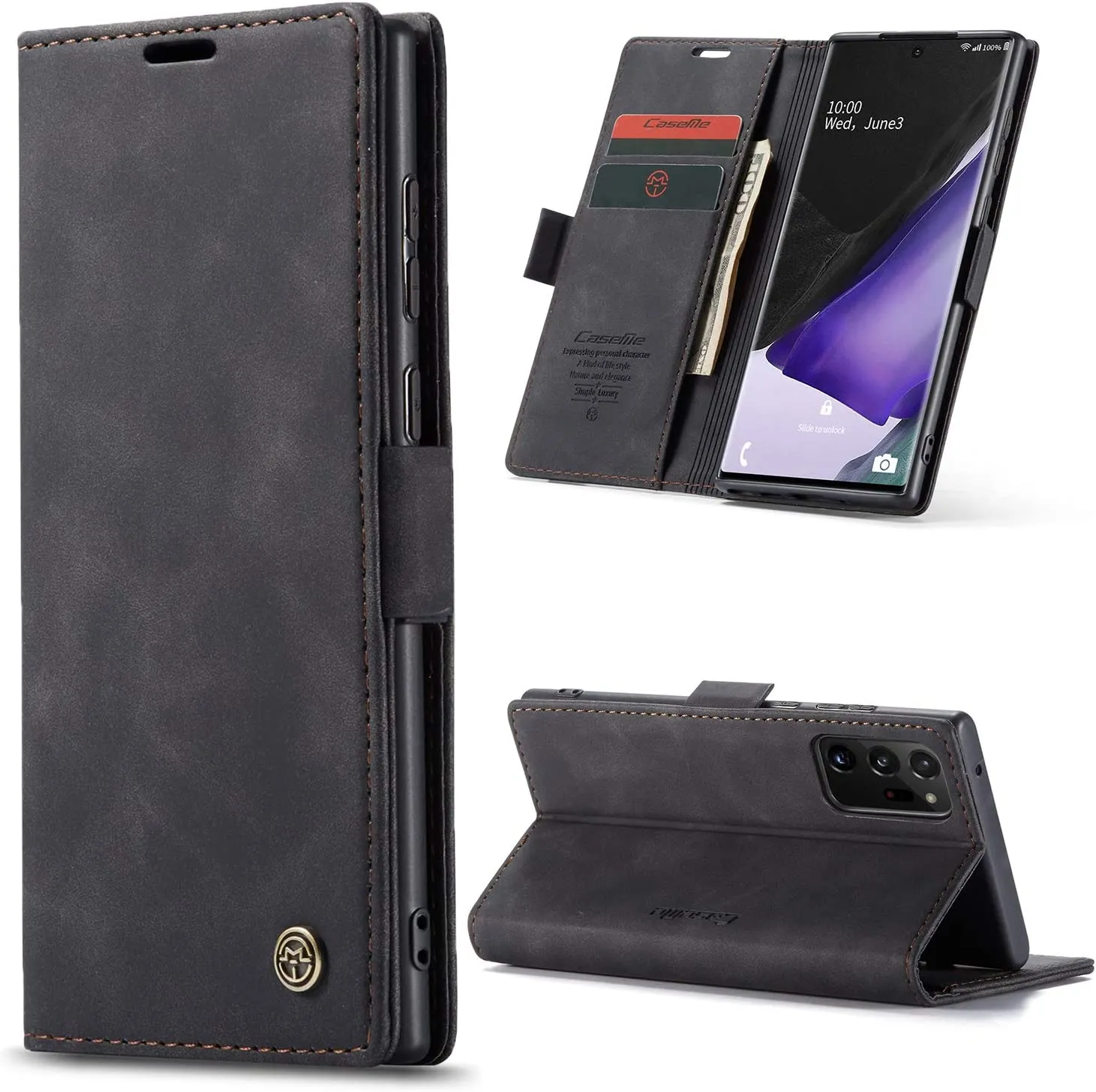 Kowauri Galaxy Note 20 Ultra Case,Leather Wallet Case - Wine Red