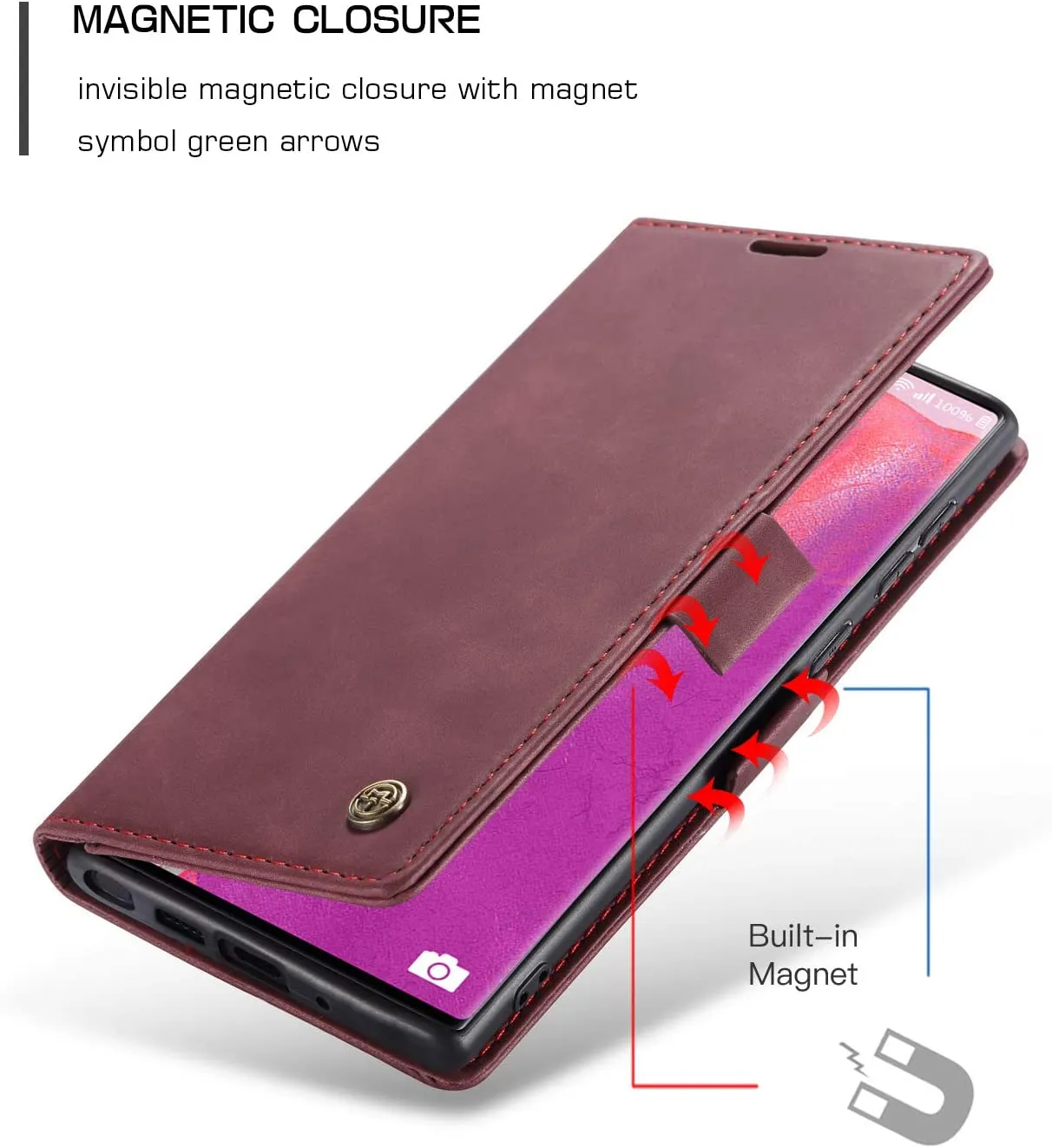 Kowauri Galaxy Note 20 Ultra Case,Leather Wallet Case - Wine Red