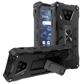 Kyocera DuraForce Ultra 5G Case [Military Grade] Ring Car Mount Kickstand Hybrid Hard PC Soft TPU Shockproof Protective Case - Black