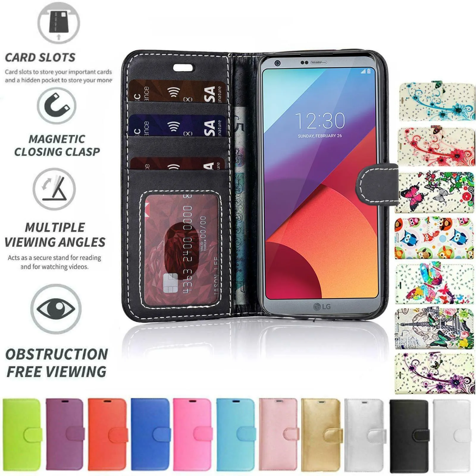 LG V20 Flip Folio Book Wallet Case