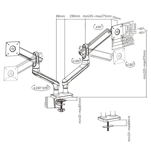 LINUS Aluminum Spring-Assisted Dual Monitor Arm