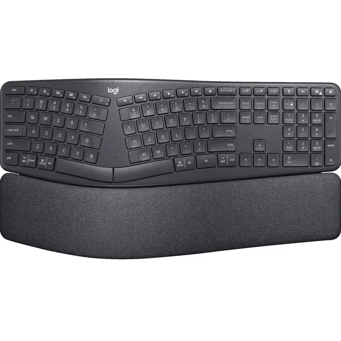 Logitech ERGO K860 Wireless Keyboard Bluetooth Ergonomic Wrist Palm Rest Black