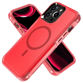 MagSafe Case For Apple iPhone 15 Pro Shockproof Heavy Duty Rugged Magnetic Cover - Red