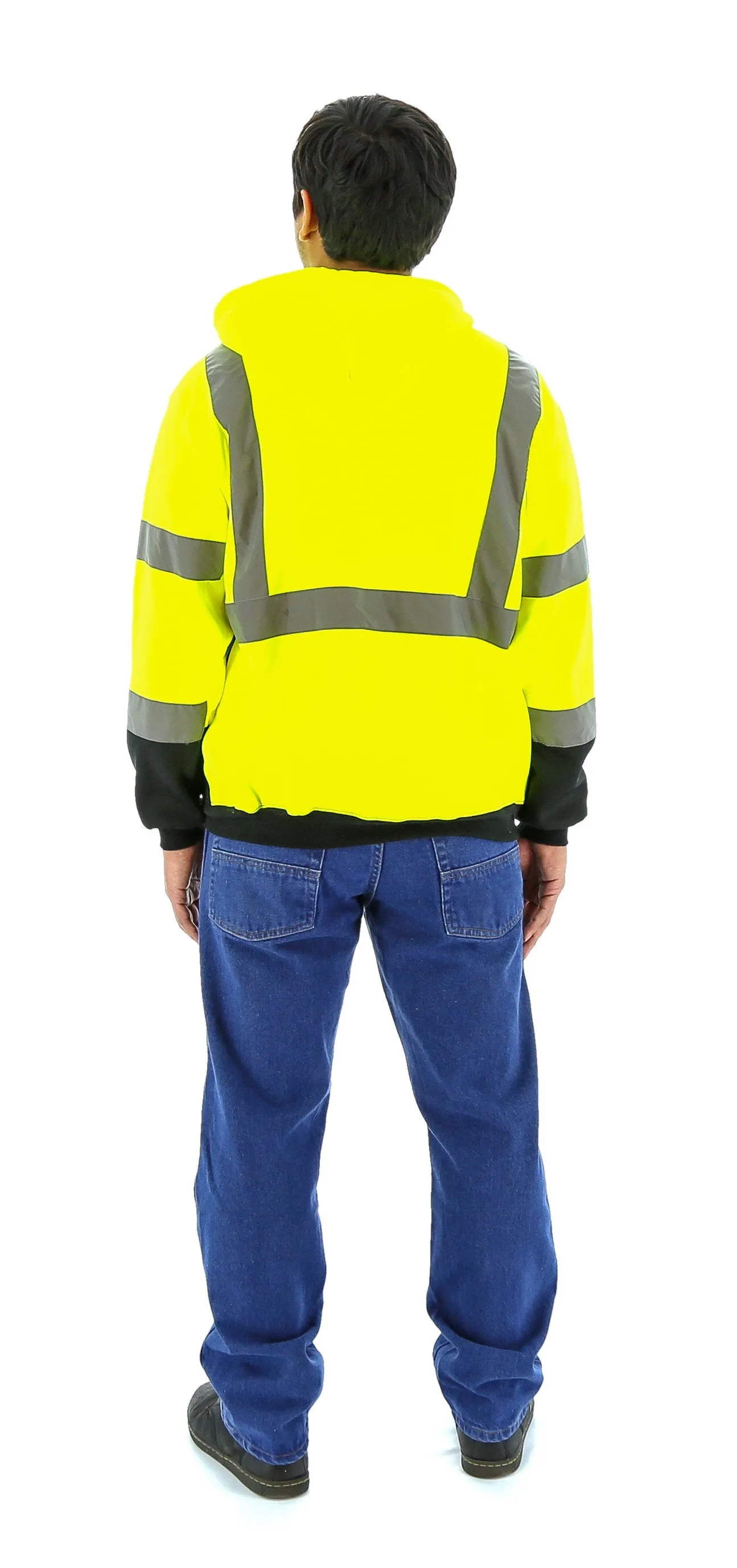 Majestic 75-5325 Hi-Vis Hooded Sweatshirt Zippered Front ANSI 3