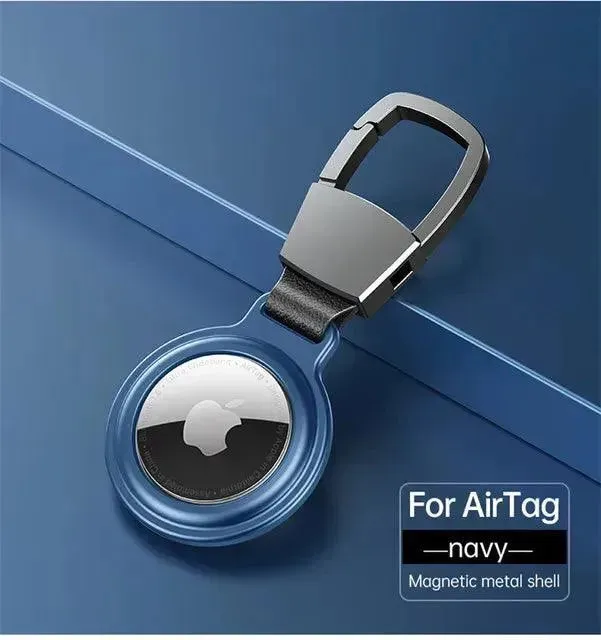 Metal Magnetic Anti-Lost Keychain Holder Case for Apple Airtag Air Tag Dog Cat Pet Collar Locator Tracker Protective Full Cover