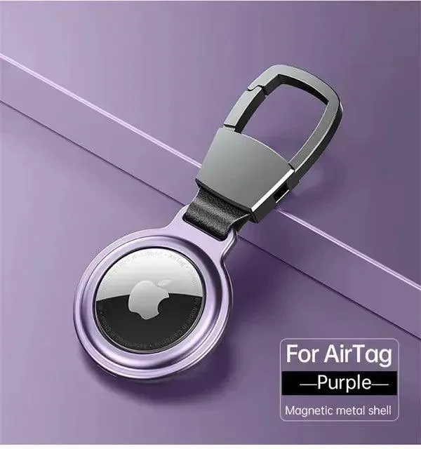 Metal Magnetic Anti-Lost Keychain Holder Case for Apple Airtag Air Tag Dog Cat Pet Collar Locator Tracker Protective Full Cover