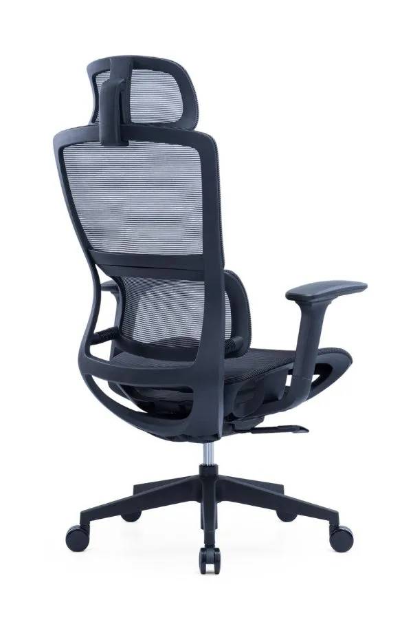 Modern Sleek Mesh Office Chair with 3D Armrests, Headrest and Four-Position Lock  for Home or Office