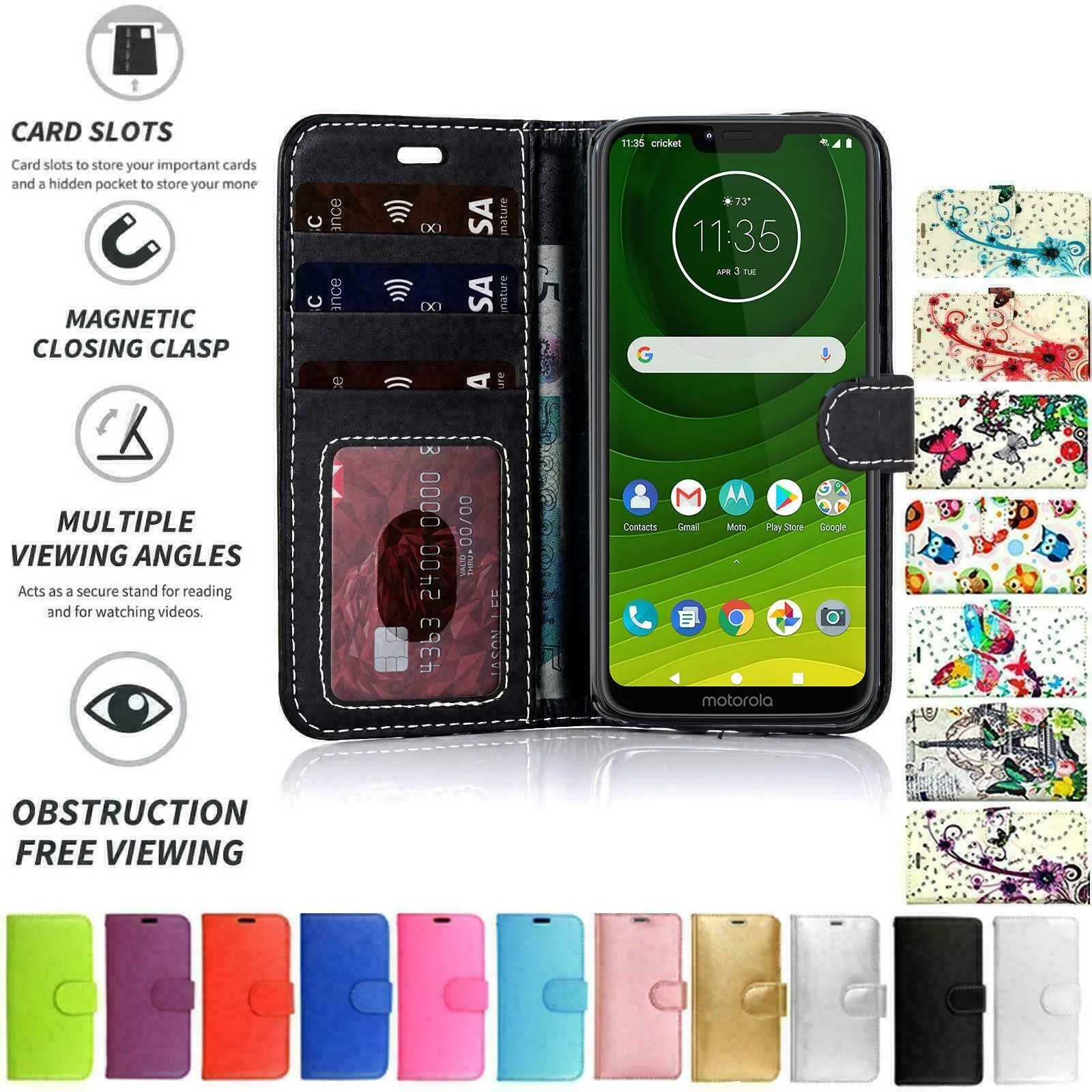 Motorola Moto G6 Flip Folio Book Wallet Case