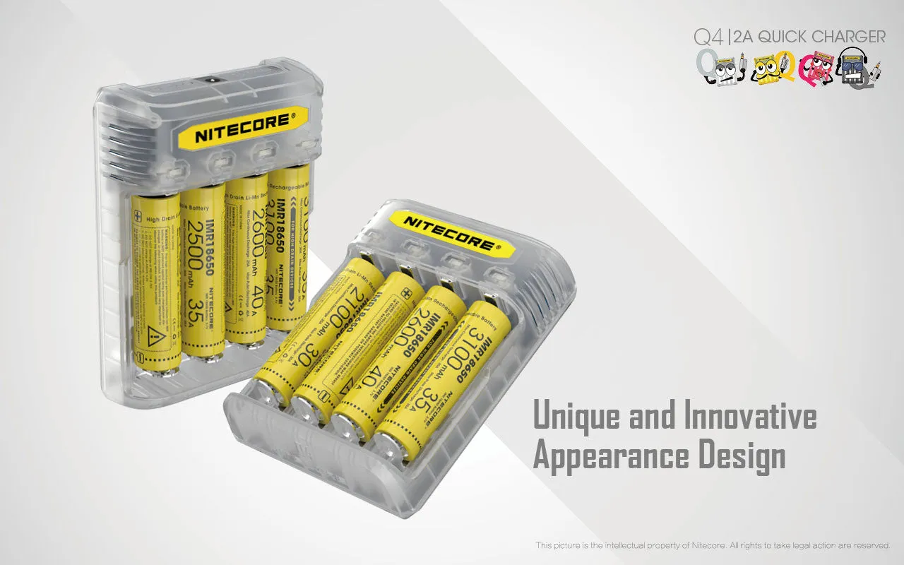 Nitecore Q4 4-Slot Universal IMR/Li-Ion Battery Charger (Juicy Mango)