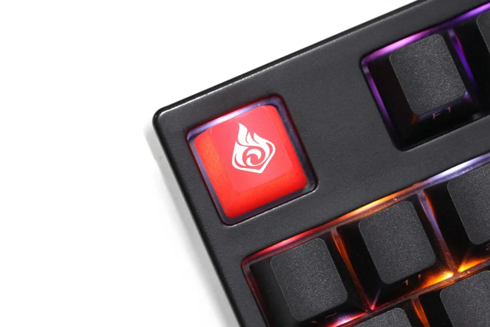 Novelty Shine Through Keycaps ABS Etched back lit black red r1 ESC Genshin elements Pyro Geo Dendro Anemo Hydro Cryo Electro