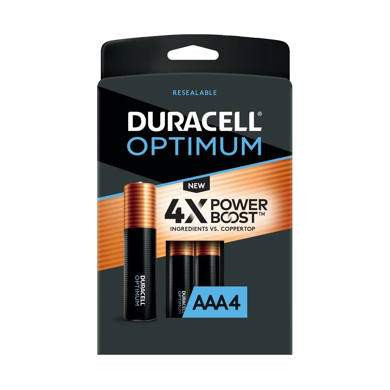 OPT2400B4 Duracell, OP2400 Alkaline Battery, AAA, Optimum, 4PK