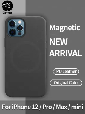 Original Magnetic PU Leather Phone Case For Apple iPhone 12