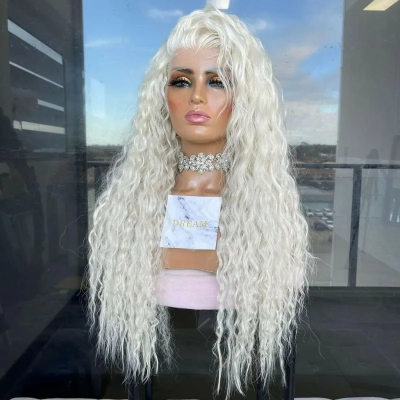 Platinum Blonde Synthetic Long Curly Hair Wig