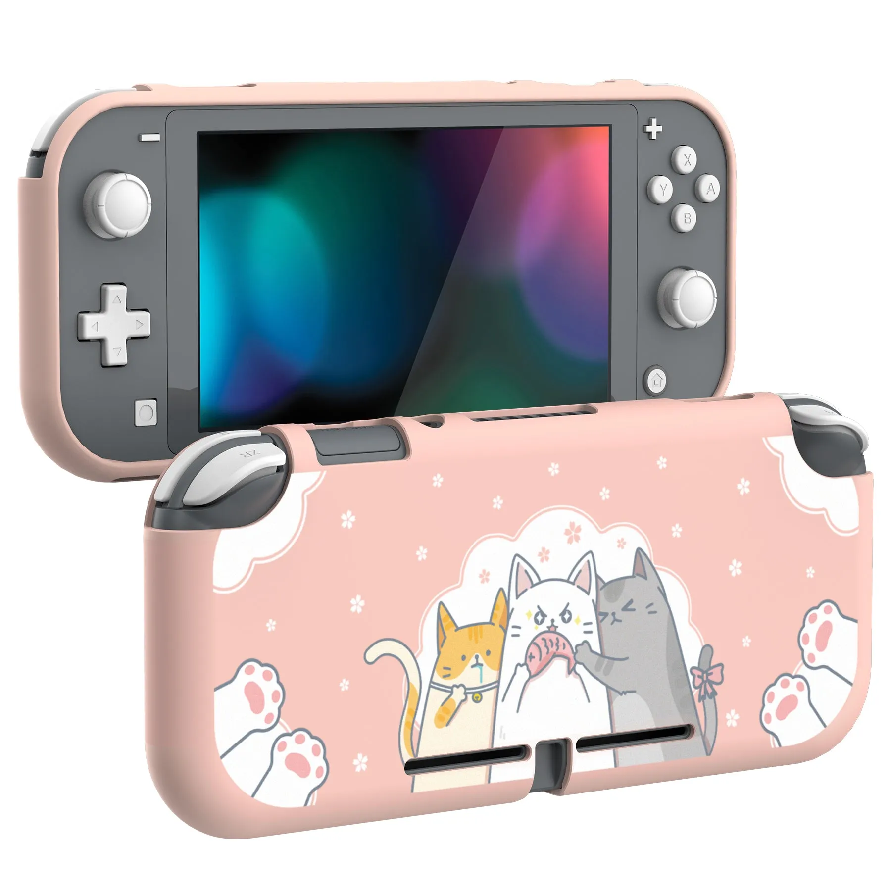 PlayVital Hungry Kitties Custom Protective Case for NS Switch Lite, Soft TPU Slim Case Cover for NS Switch Lite - LTU6006