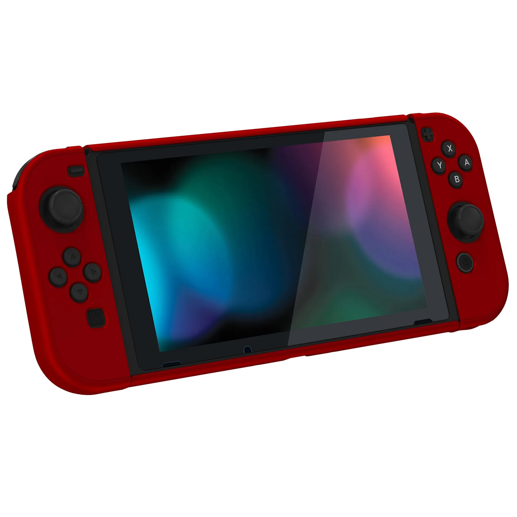 PlayVital UPGRADED Dockable Case Grip Cover for NS Switch, Ergonomic Protective Case for NS Switch, Separable Protector Hard Shell for Joycon - Scarlet Red - ANSP3003