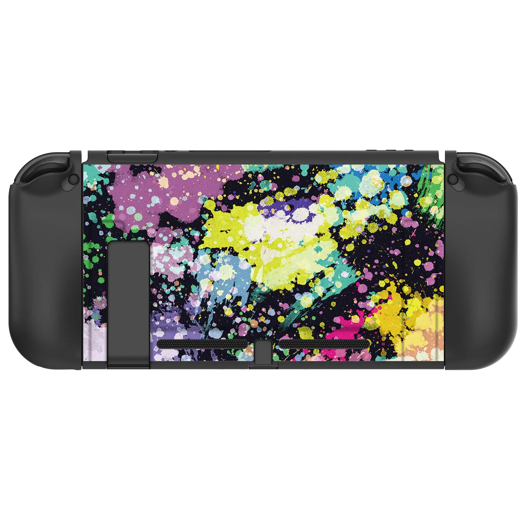 PlayVital Watercolour Splash Protective Case for NS, Soft TPU Slim Case Cover for NS Joycon Console with Colorful ABXY Direction Button Caps - NTU6016G2