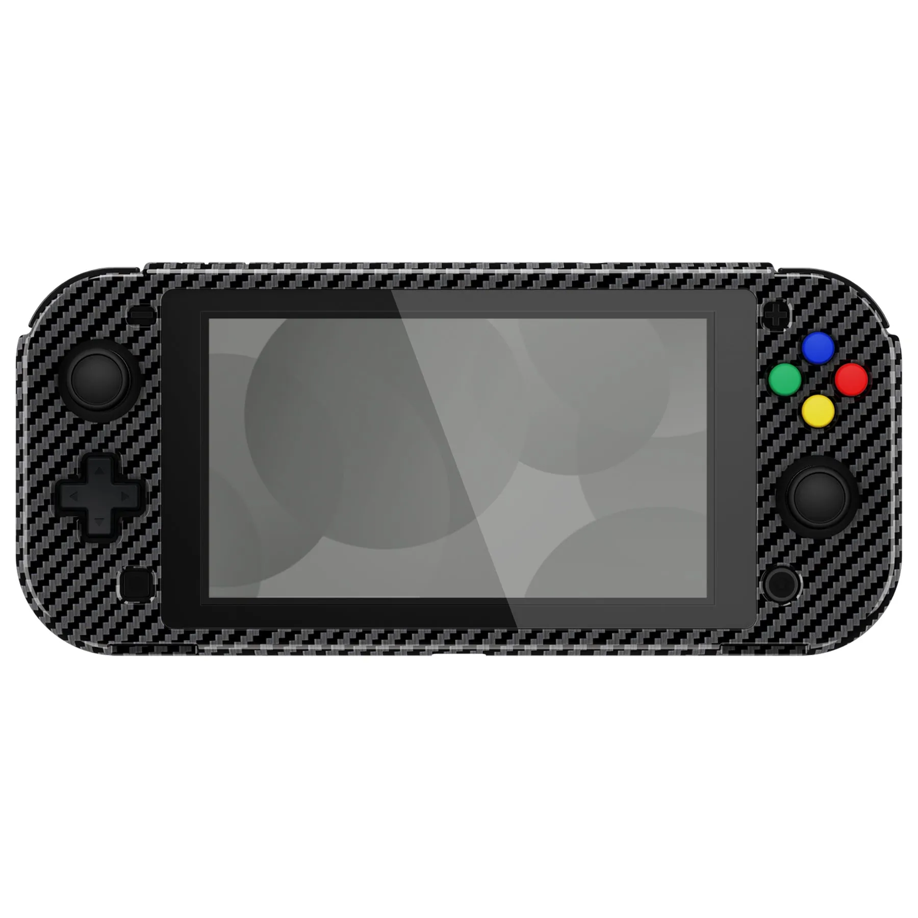 PlayVital ZealProtect Glossy Protective Case for Nintendo Switch Lite, Hard Shell Ergonomic Grip Cover for Switch Lite w/Screen Protector & Thumb Grip Caps & Button Caps - Graphite Carbon Fiber - PSLYS2002