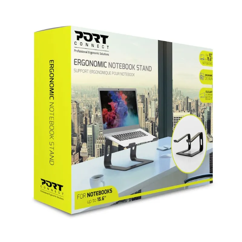 Port Connect Ergonomic 10-15.6" Aluminium Notebook Stand