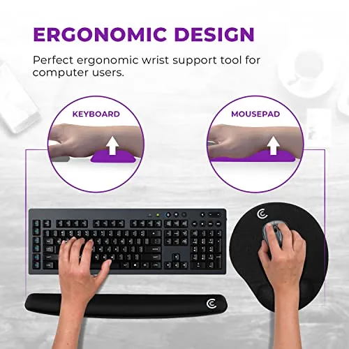 Premium Memory Foam Wrist Rests Set Keyboard and Mouse Pad Black