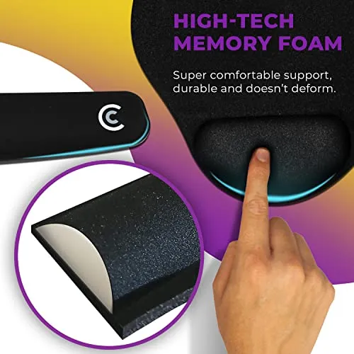 Premium Memory Foam Wrist Rests Set Keyboard and Mouse Pad Black