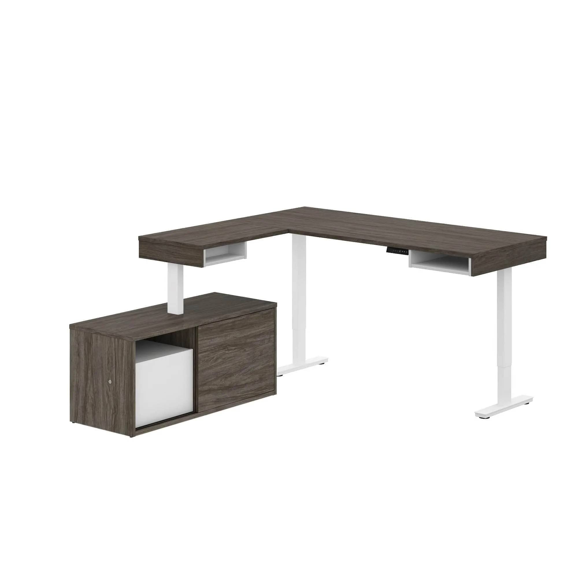 Pro-Vega L-Shaped Standing Desk with Credenza - Available in 2 Colours