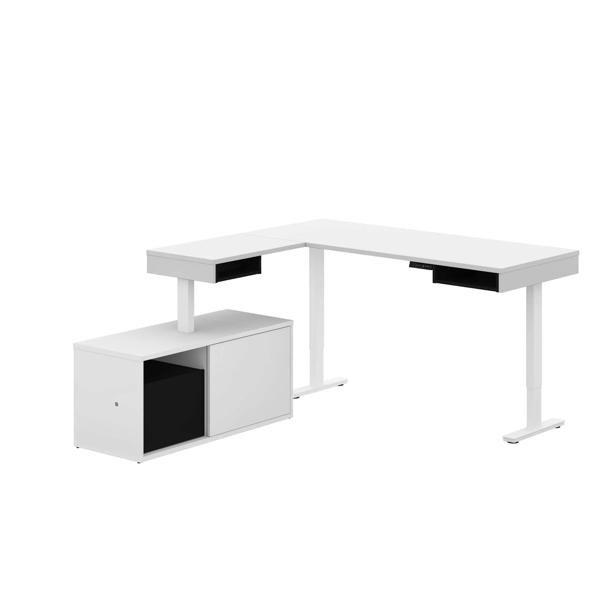 Pro-Vega L-Shaped Standing Desk with Credenza - Available in 2 Colours