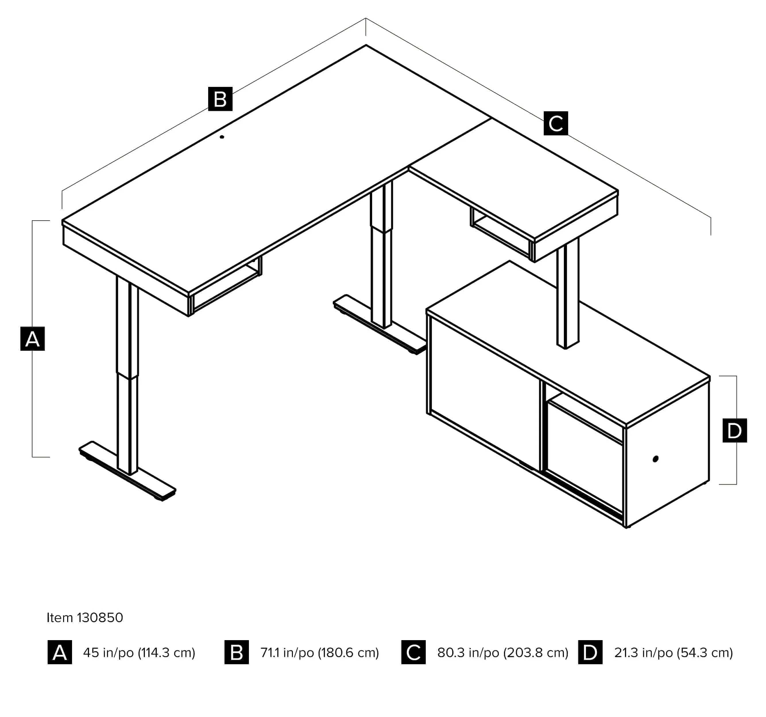 Pro-Vega L-Shaped Standing Desk with Credenza - Available in 2 Colours