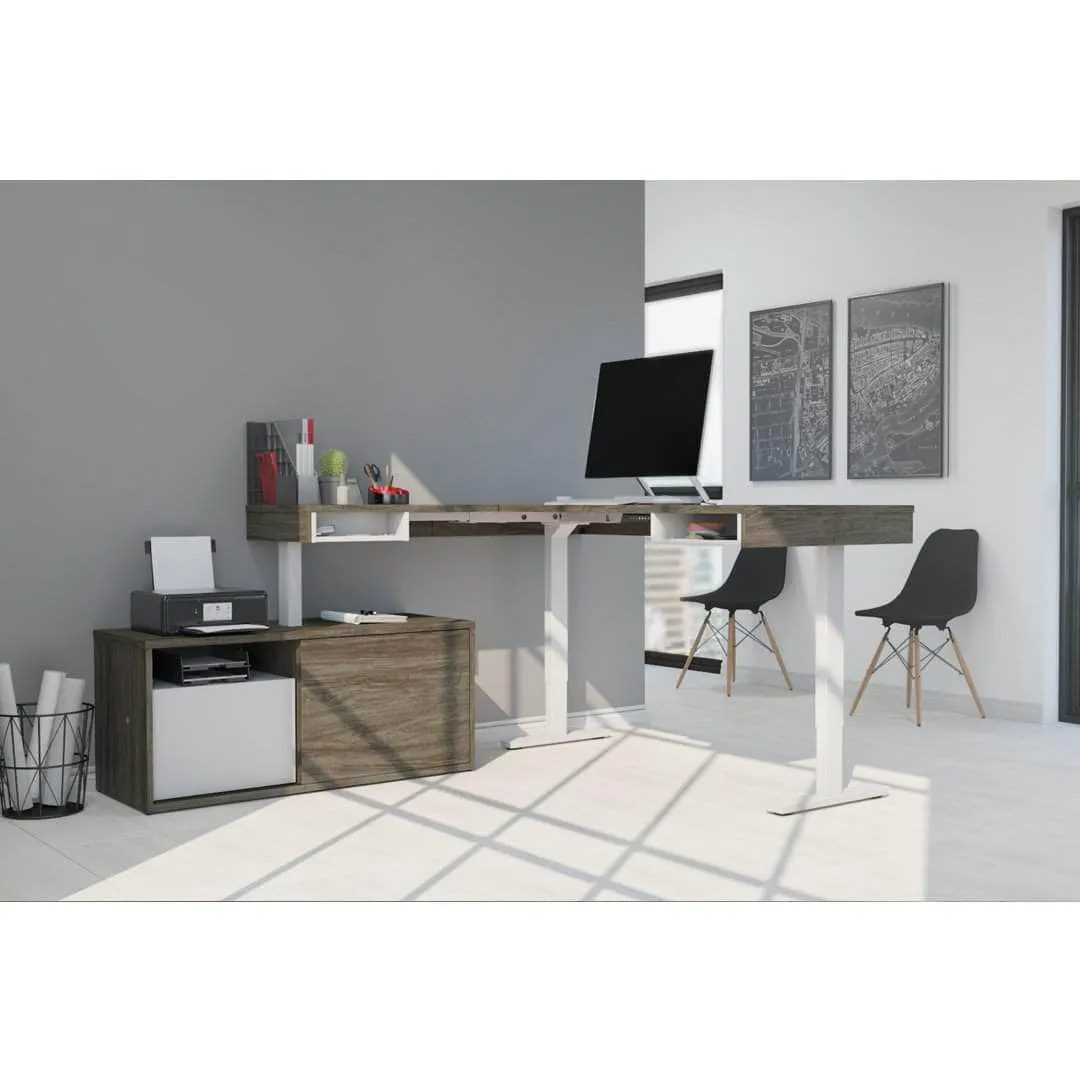 Pro-Vega L-Shaped Standing Desk with Credenza - Available in 2 Colours