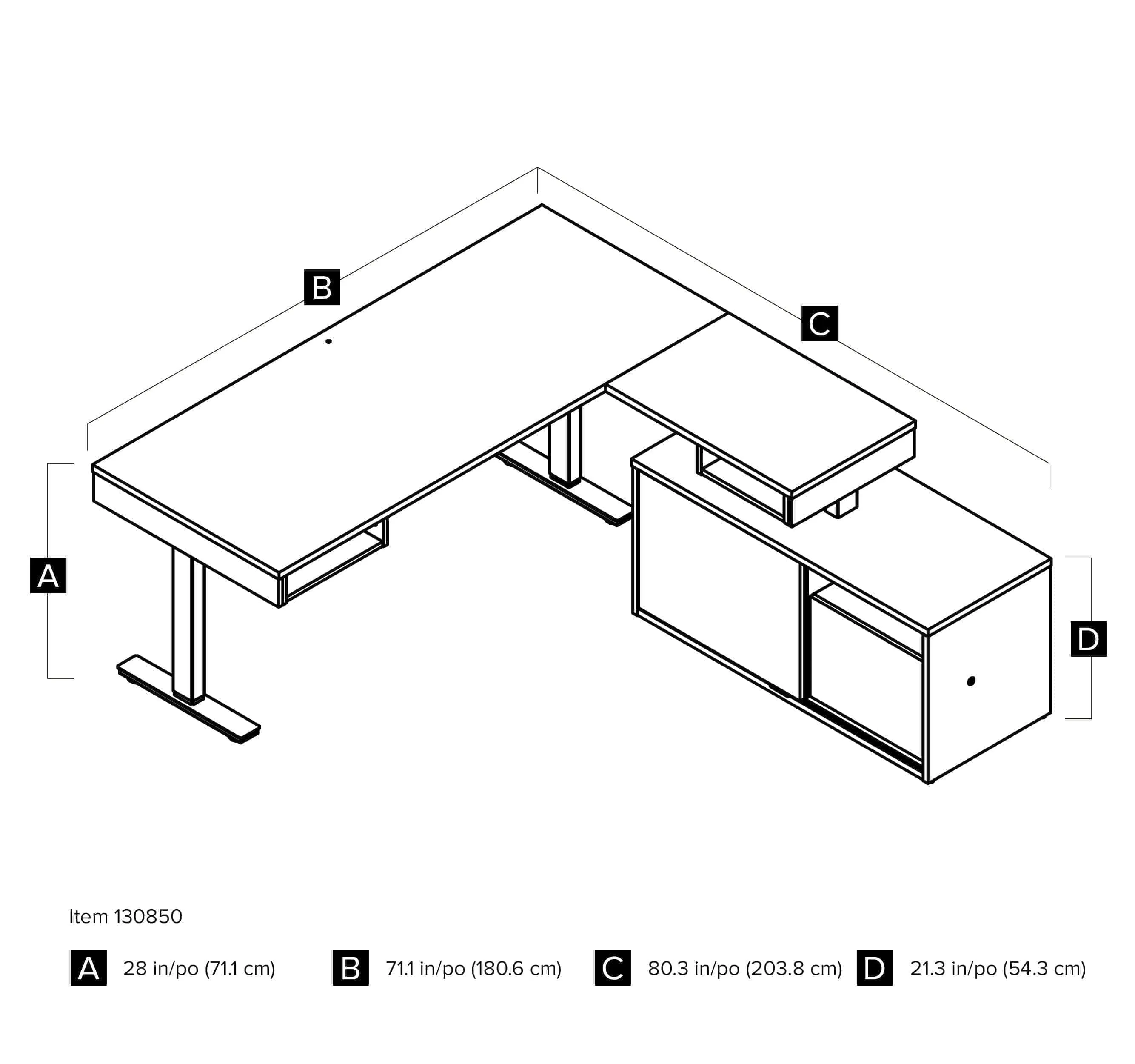 Pro-Vega L-Shaped Standing Desk with Credenza - Available in 2 Colours