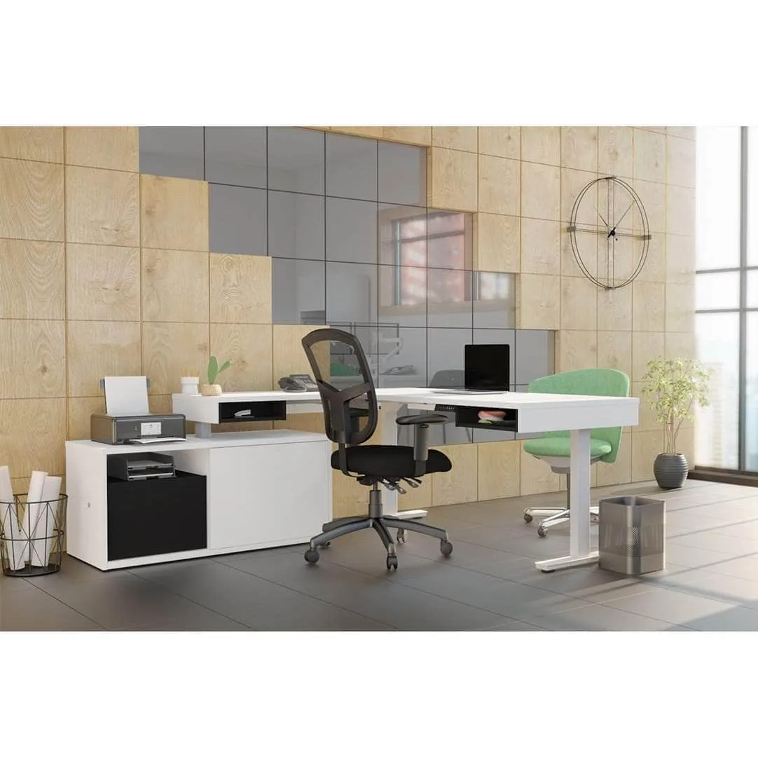 Pro-Vega L-Shaped Standing Desk with Credenza - Available in 2 Colours