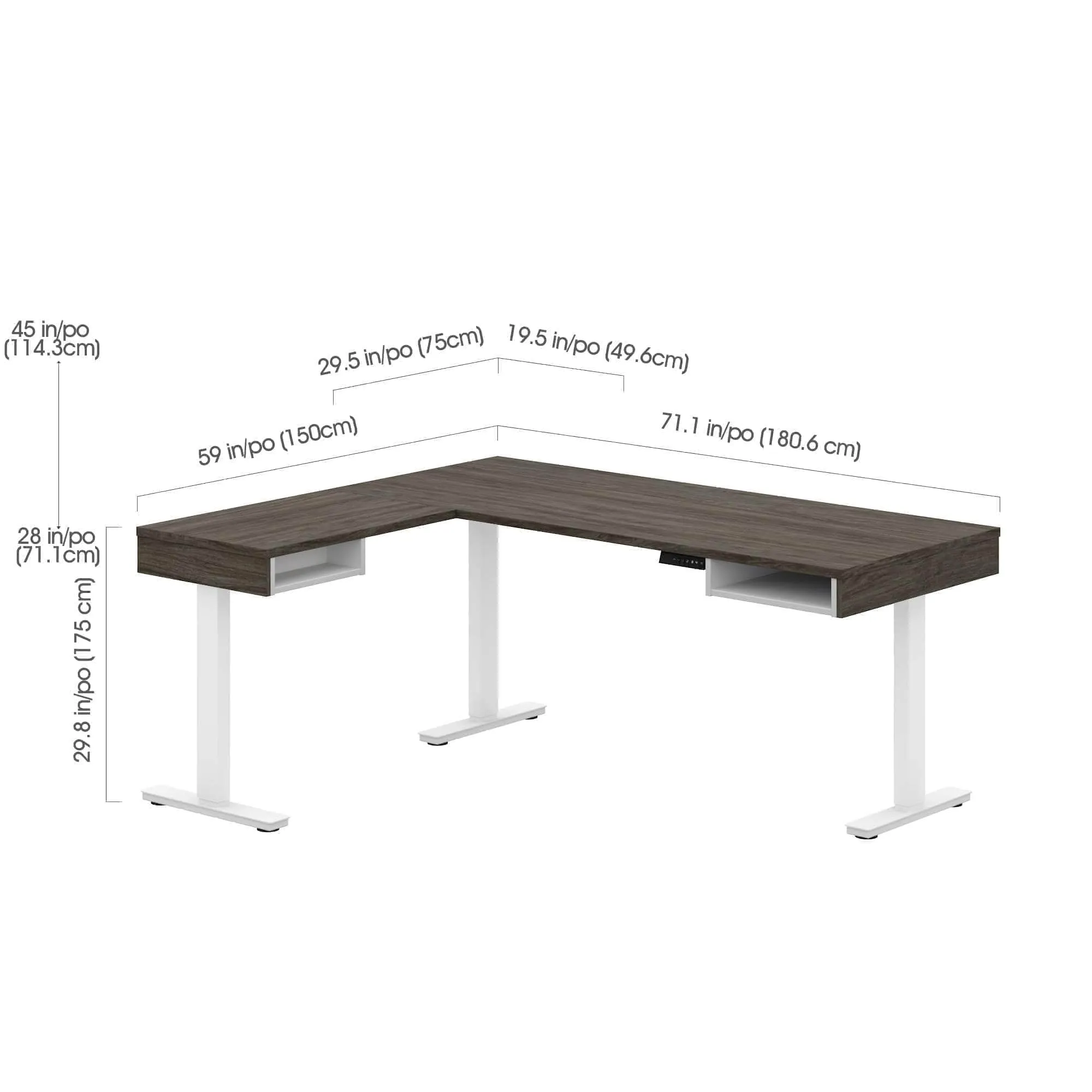 Pro-Vega L-Shaped Standing Desk with Credenza - Available in 2 Colours