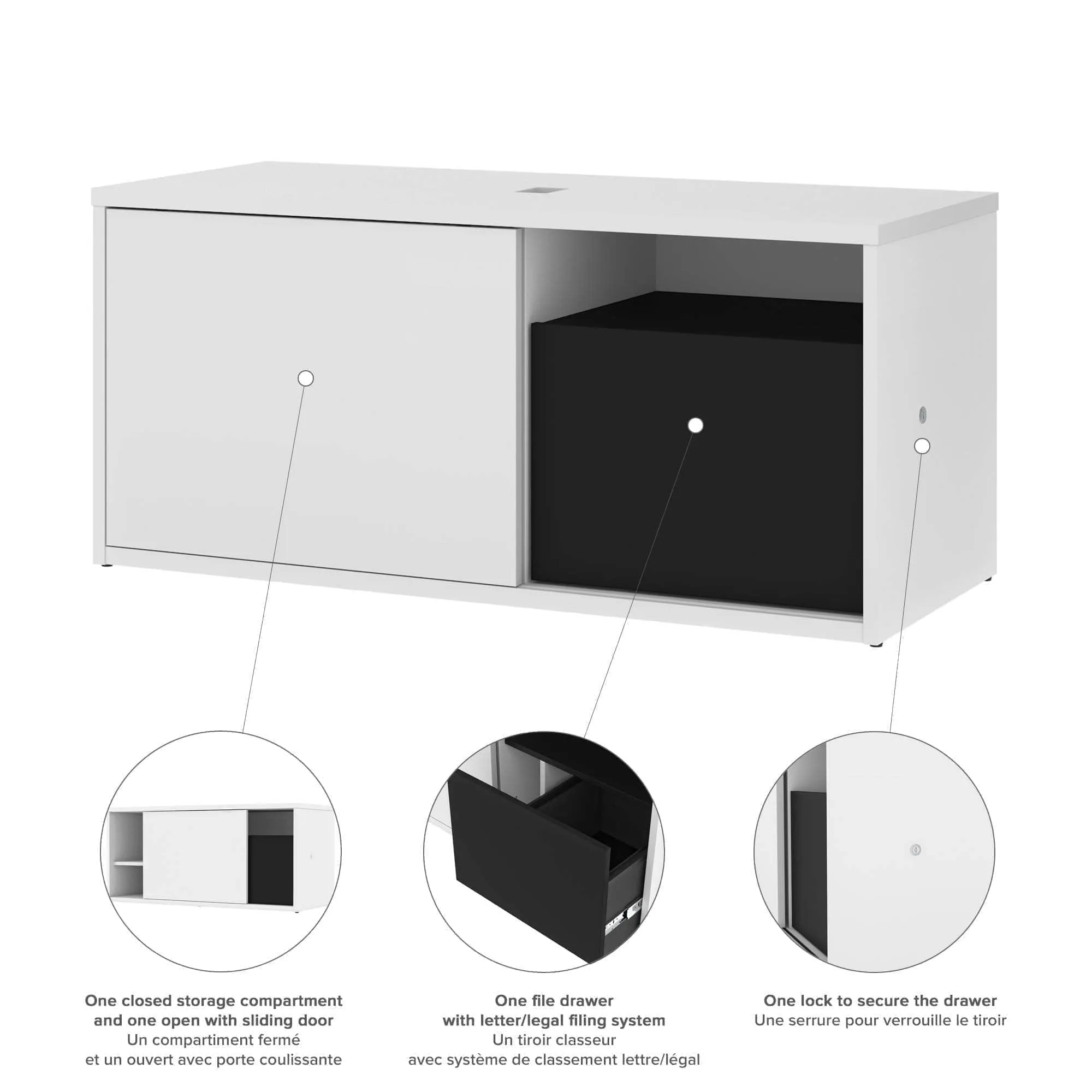 Pro-Vega L-Shaped Standing Desk with Credenza - Available in 2 Colours