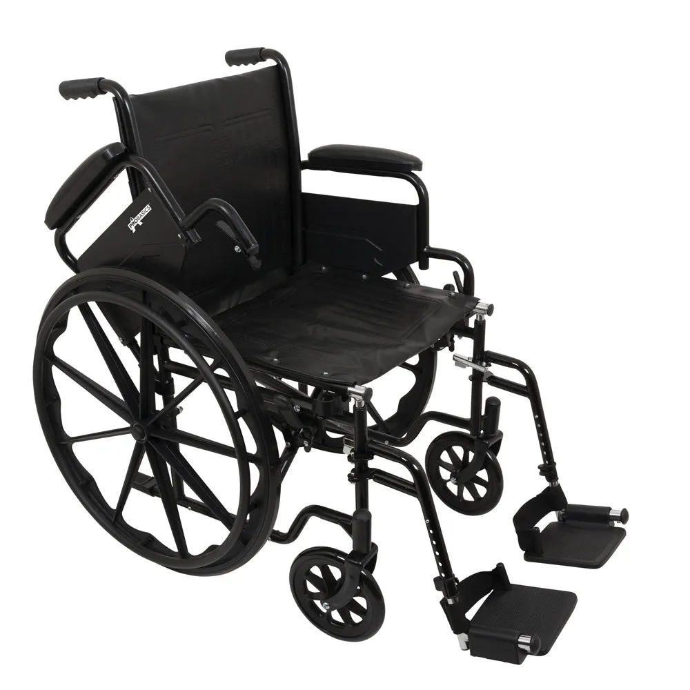 ProBasics K1 Wheelchair with 18" x 16" Seat, Flip-Back Desk Arms, Swing-Away Footrests