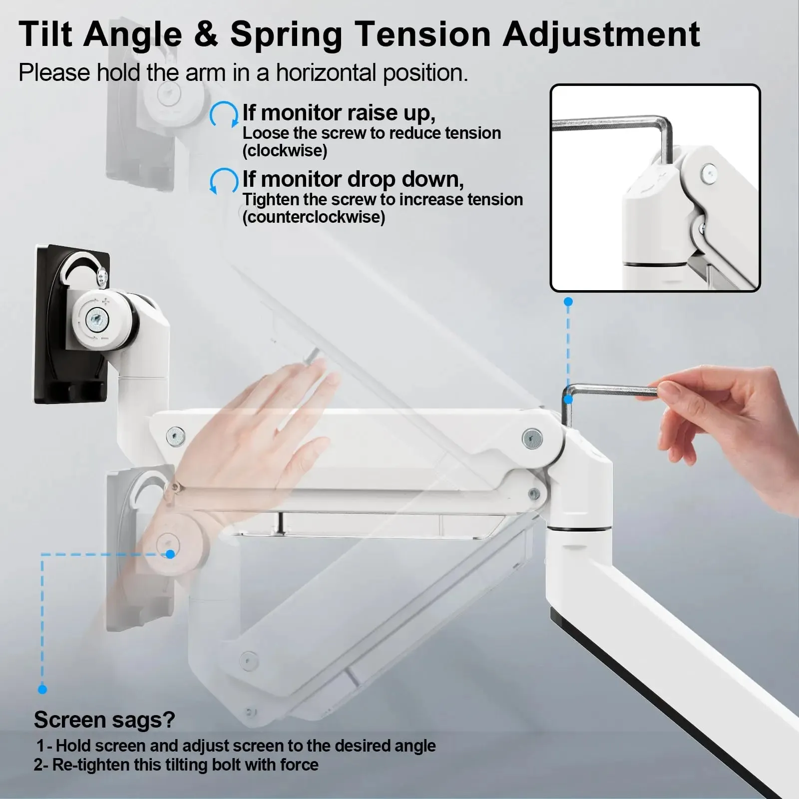 PUTORSEN 17-57 inch Ultrawide Monitor Arm,white