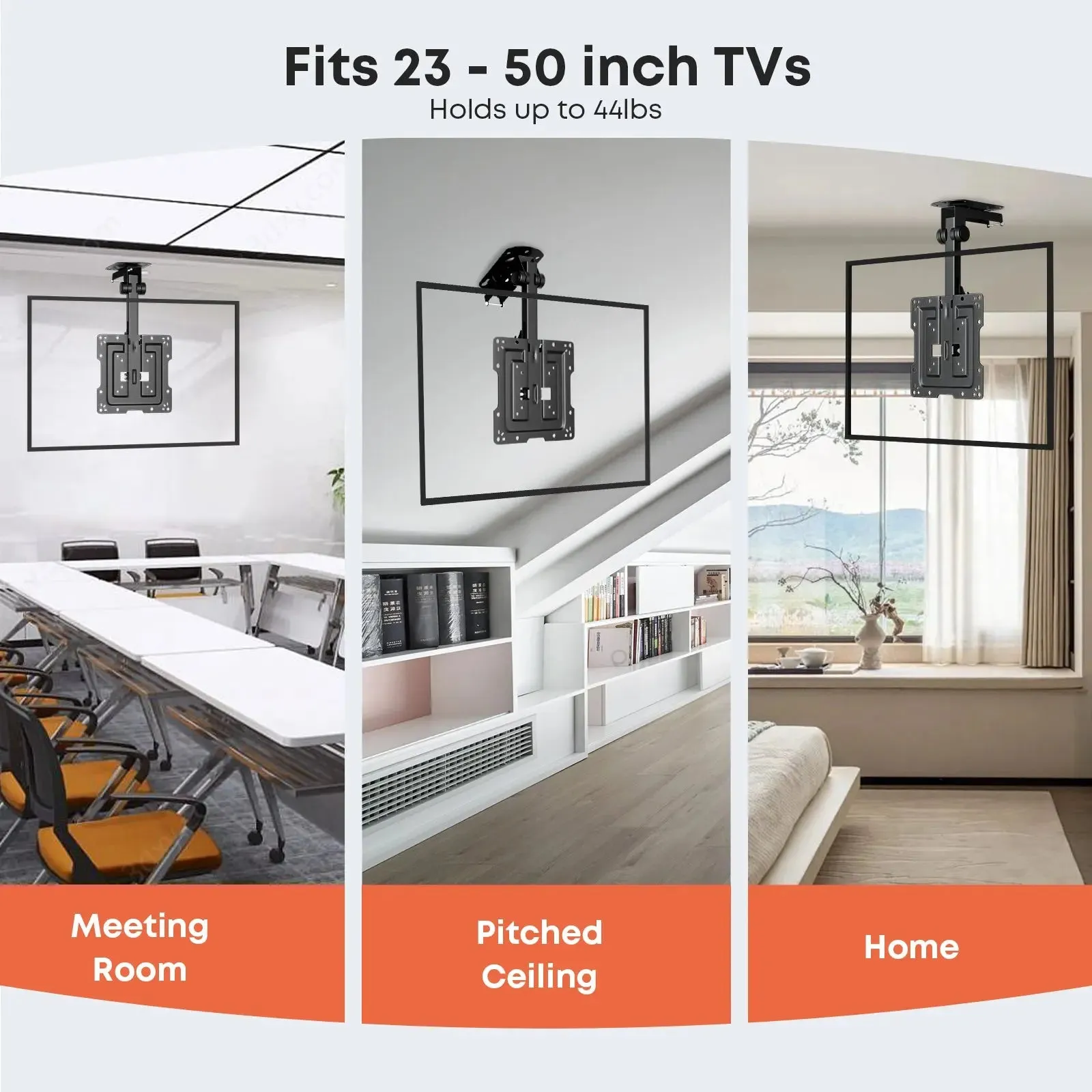 PUTORSEN 19-43 inch TV ceiling mount Foldable, height-adjustable ceiling mount for televisions