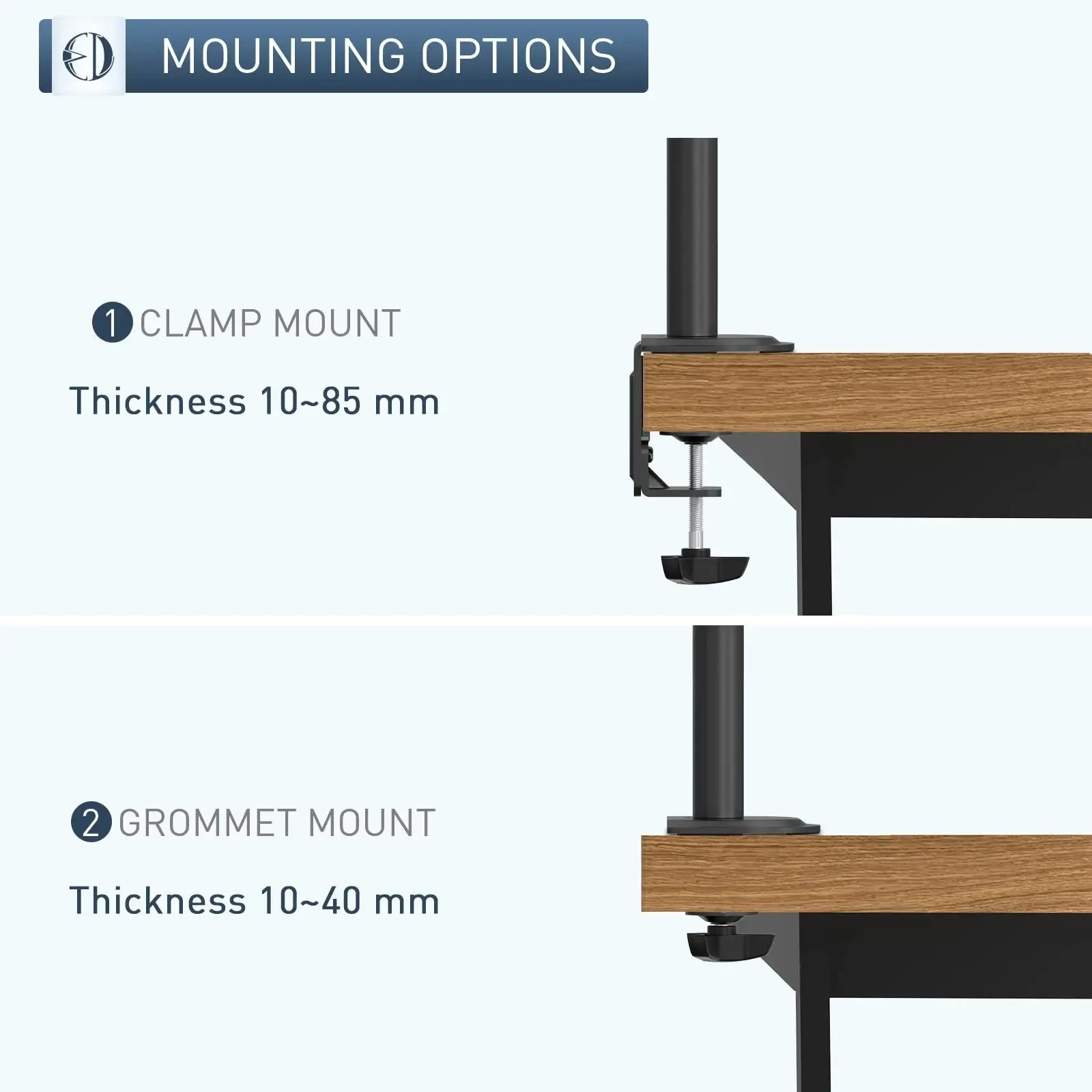 PUTORSEN Double Monitor Arm for 13- to 27-inch PC Screens