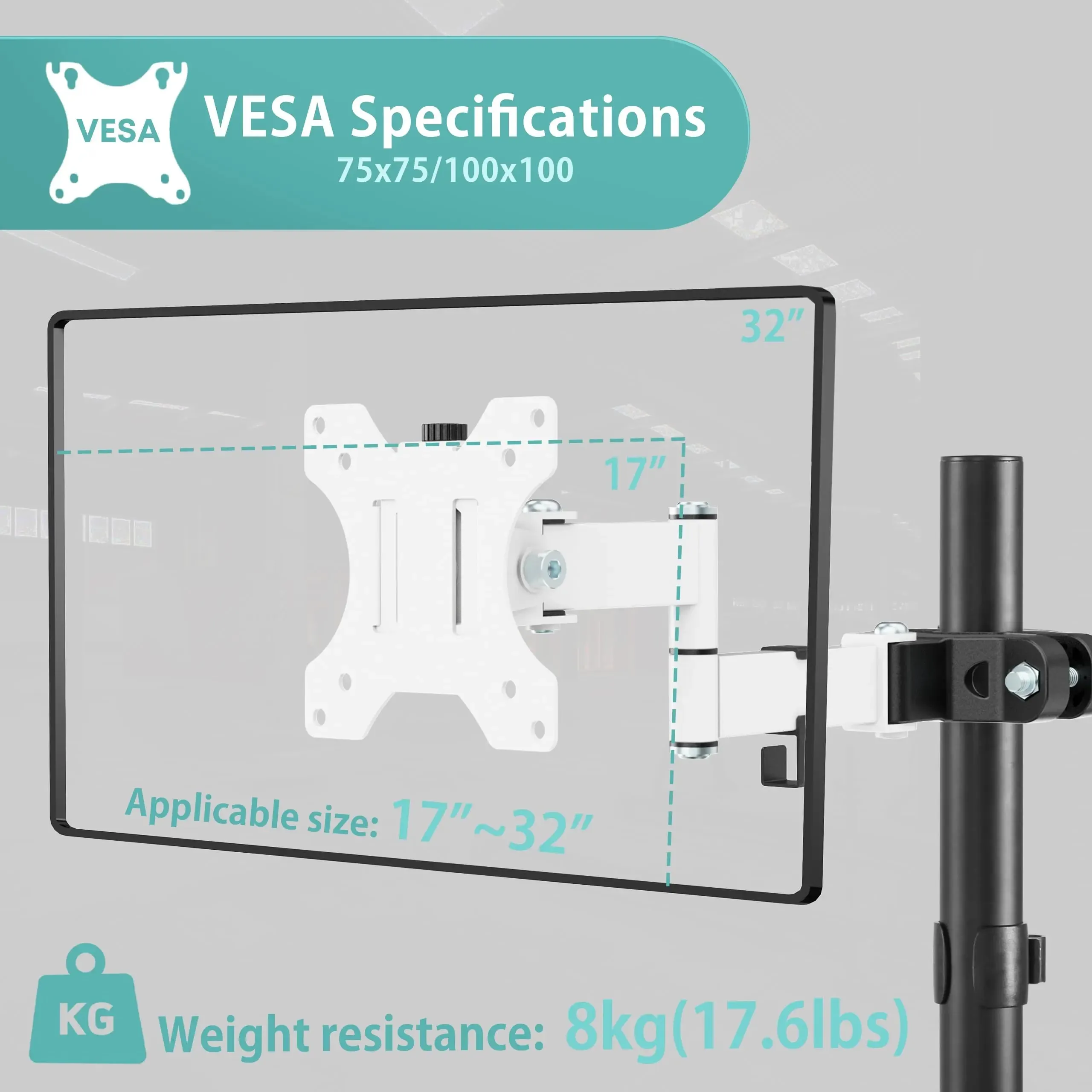 PUTORSEN Post mount for screens, simple VESA mounting for 17"-32" screens up to 8 kg